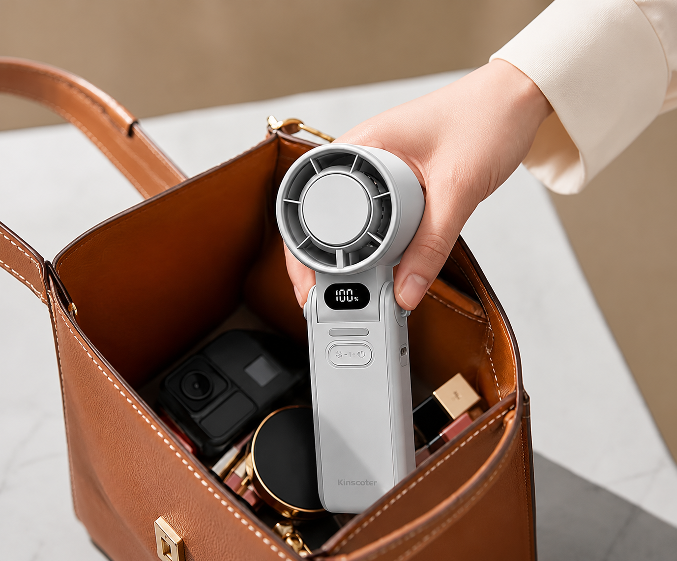 Ventoinha Portátil de Mão de Alta Velocidade 3600mAh Recarregável com 100 Velocidades de Vento Ajustáveis Mini Ventoinha Turbo Dobrável de Ar Frio