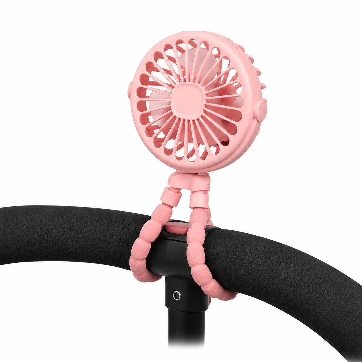 Ventoinha Portátil de Carrinho de Bebé, Mini Ventoinha Exterior USB com 3 Velocidades, Ventoinha de Tripé Flexível em Formato de Polvo, Clip de Mão para Carrinho de Bebé ou Berço