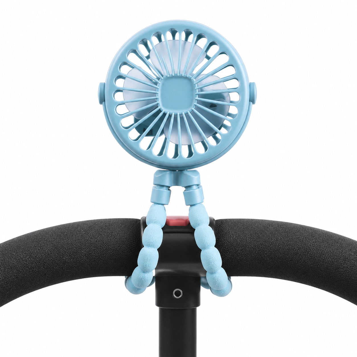 Ventoinha Portátil de Carrinho de Bebé, Mini Ventoinha Exterior USB com 3 Velocidades, Ventoinha de Tripé Flexível em Formato de Polvo, Clip de Mão para Carrinho de Bebé ou Berço
