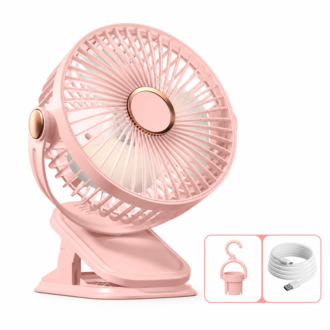 Ventoinha Portátil de Carrinho de Bebé, Mini Ventoinha Exterior USB com 3 Velocidades, Ventoinha de Tripé Flexível em Formato de Polvo, Clip de Mão para Carrinho de Bebé ou Berço
