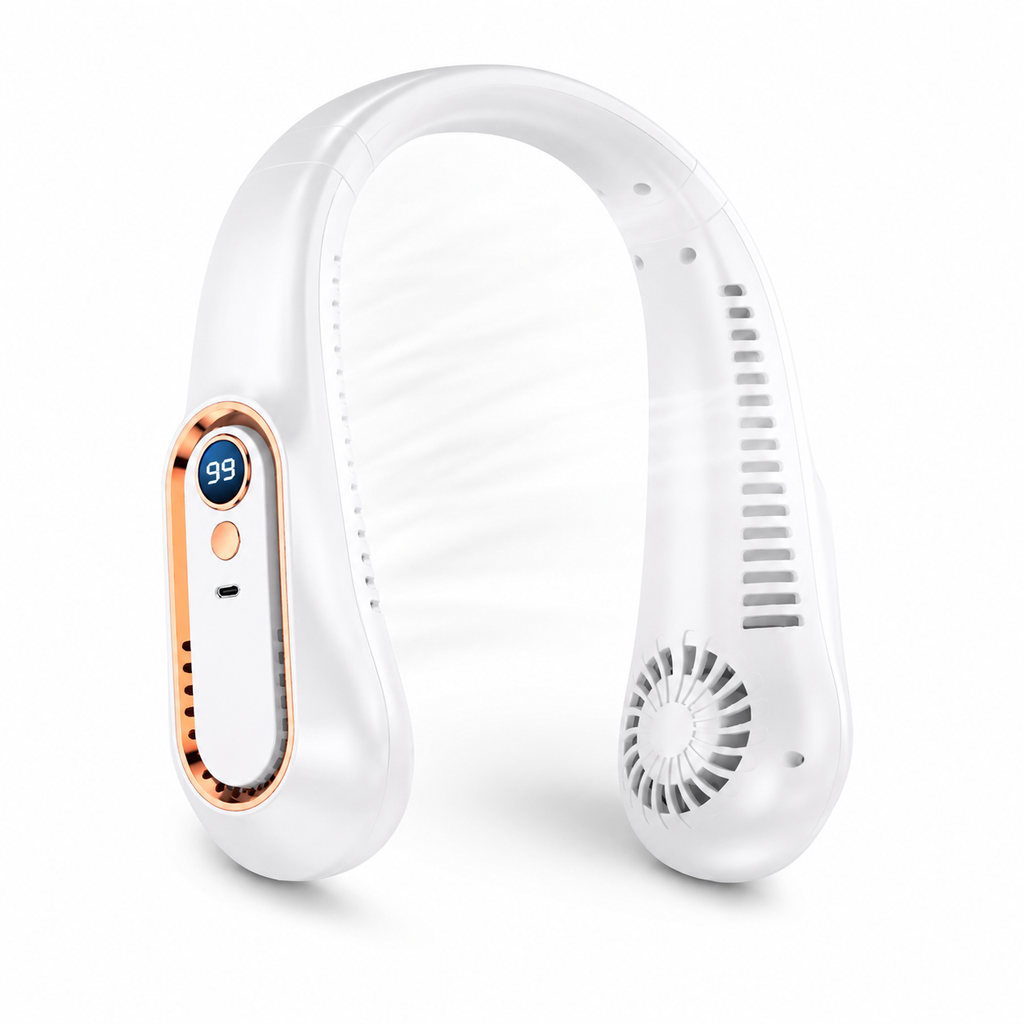 Ventilador Elétrico de Pescoço Suspenso de 8000mAh, Portátil, Sem Lâminas, Mini, Recarregável, Silencioso, Display Digital LED, Refrigerador de Ar Para Exterior