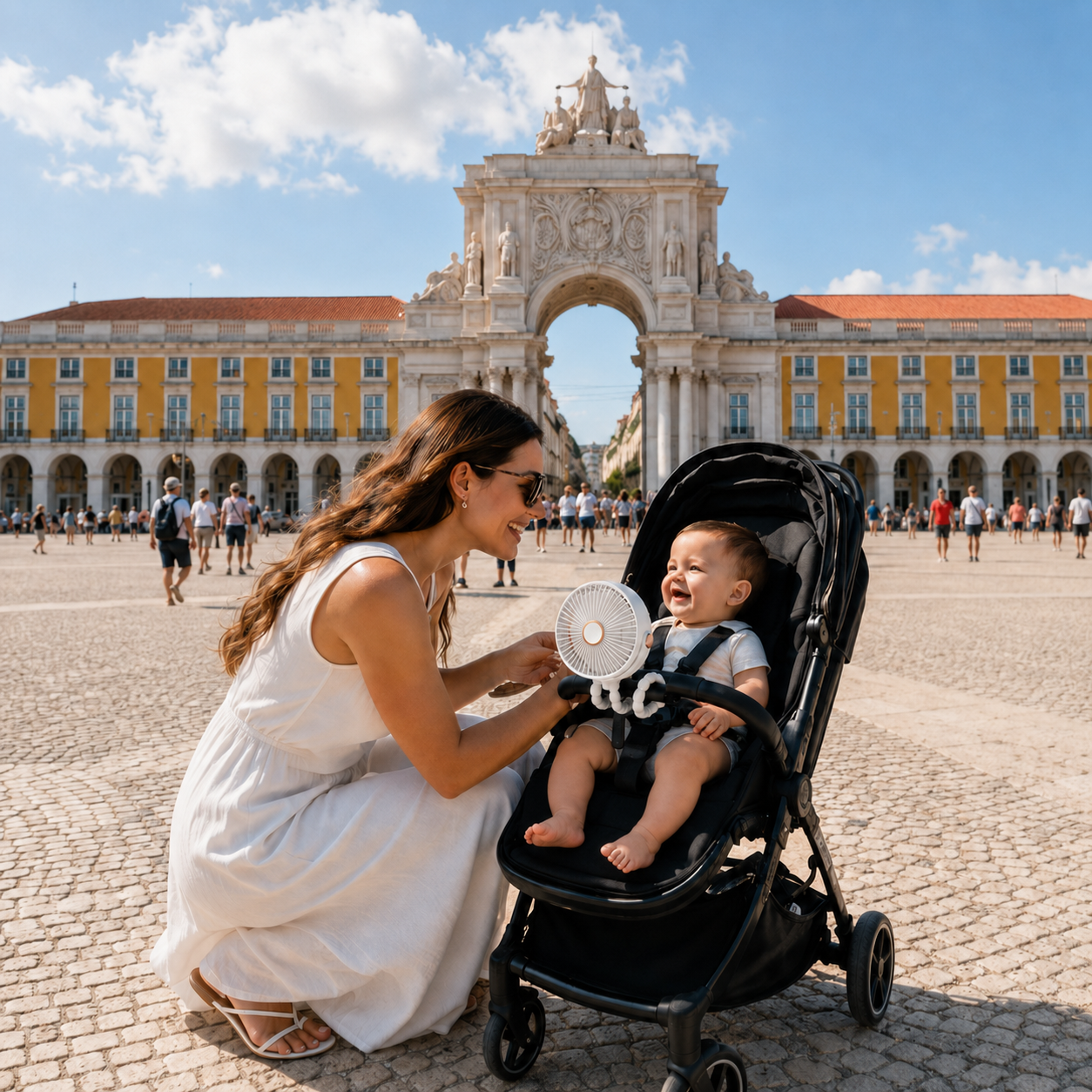 Ventoinha Portátil de Carrinho de Bebé, Mini Ventoinha Exterior USB com 3 Velocidades, Ventoinha de Tripé Flexível em Formato de Polvo, Clip de Mão para Carrinho de Bebé ou Berço